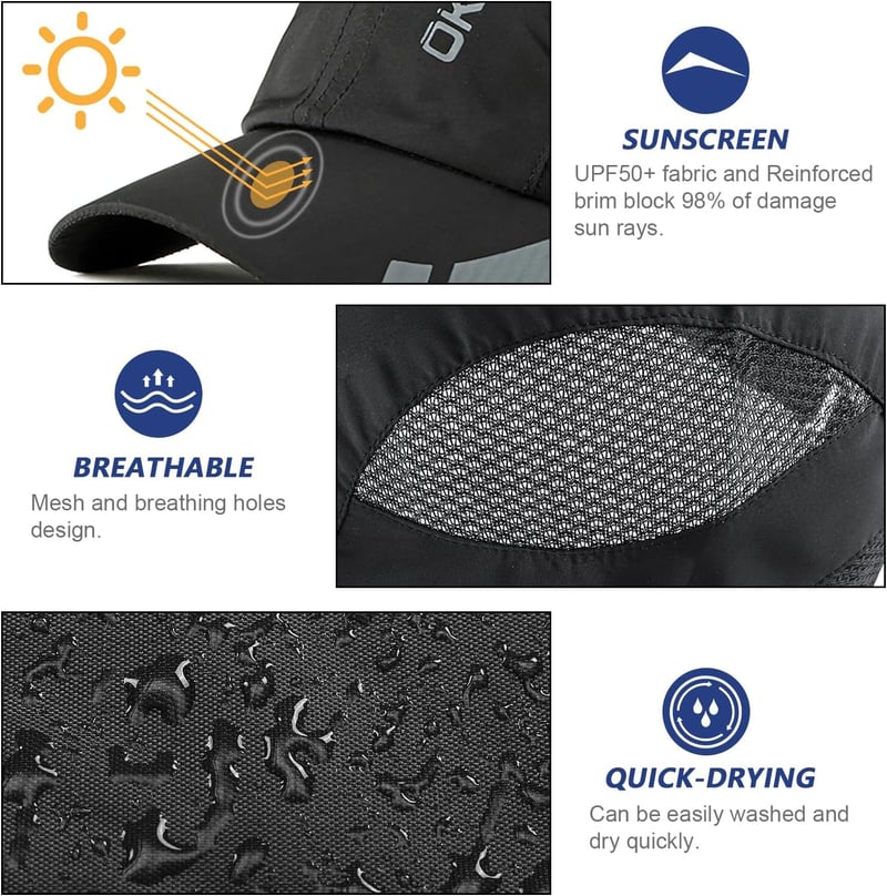 Schnelltrocknende, atmungsaktive Baseball Caps für Herren und Damen, verstellbar