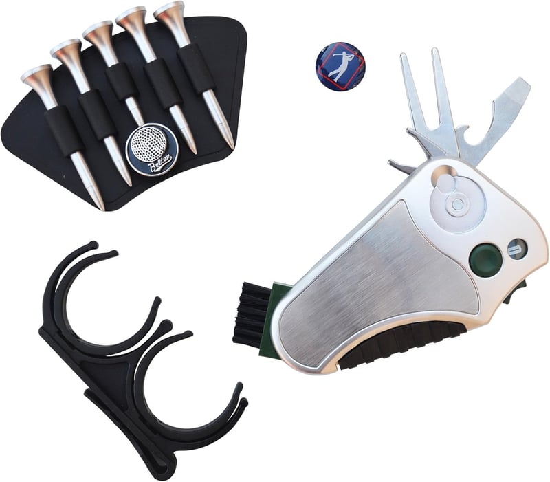Golf Geschenkset für Männer: Werkzeugset mit Stroke Zähler, Pitchgabel und Club Groove Cleaner