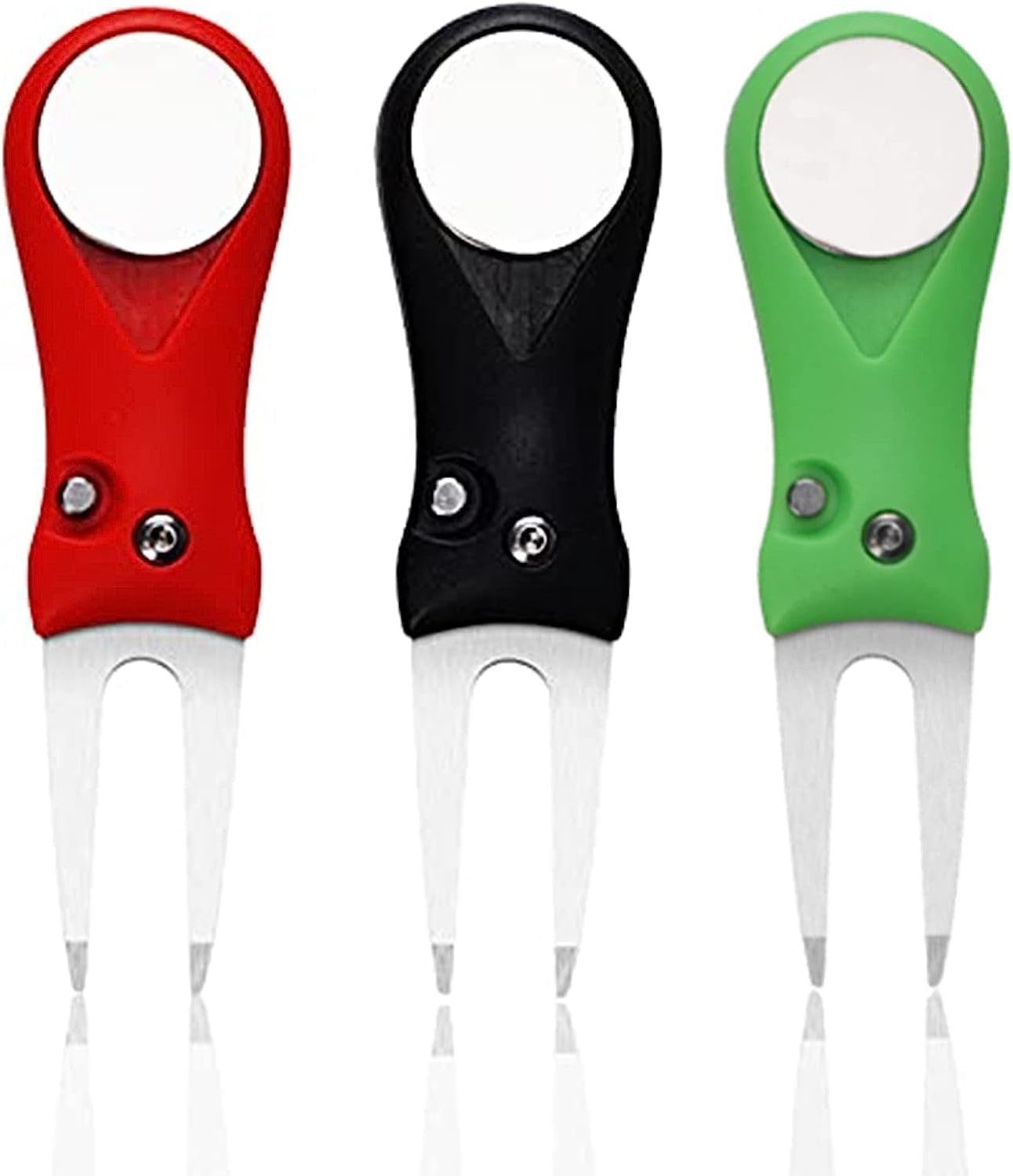 Faltbare Edelstahl Golf Pitchgabel mit Ball-Marker – 3 Stück Set