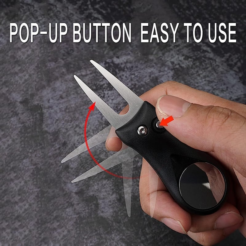 Faltbare Edelstahl Golf Pitchgabel mit Ball-Marker – 3 Stück Set