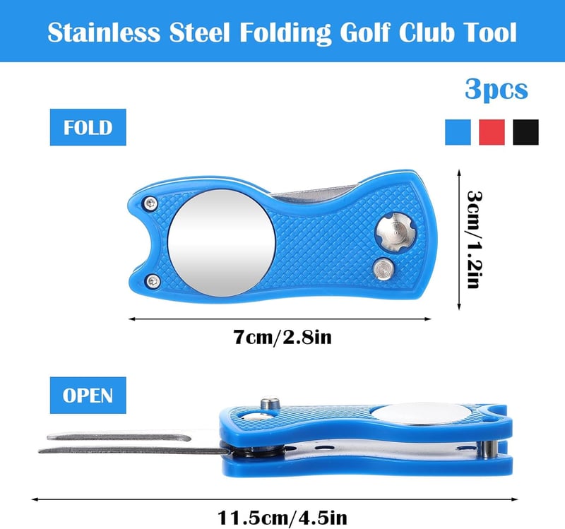 Golf Divot Reparaturwerkzeug Set – 3 Stück, zusammenklappbar und tragbar