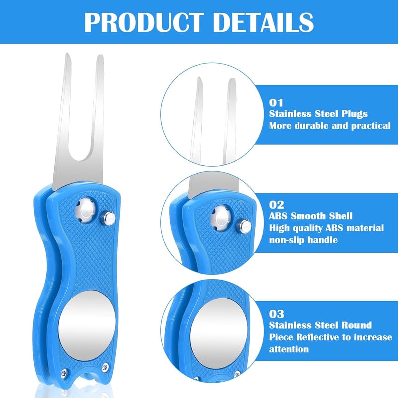 Golf Divot Reparaturwerkzeug Set – 3 Stück, zusammenklappbar und tragbar