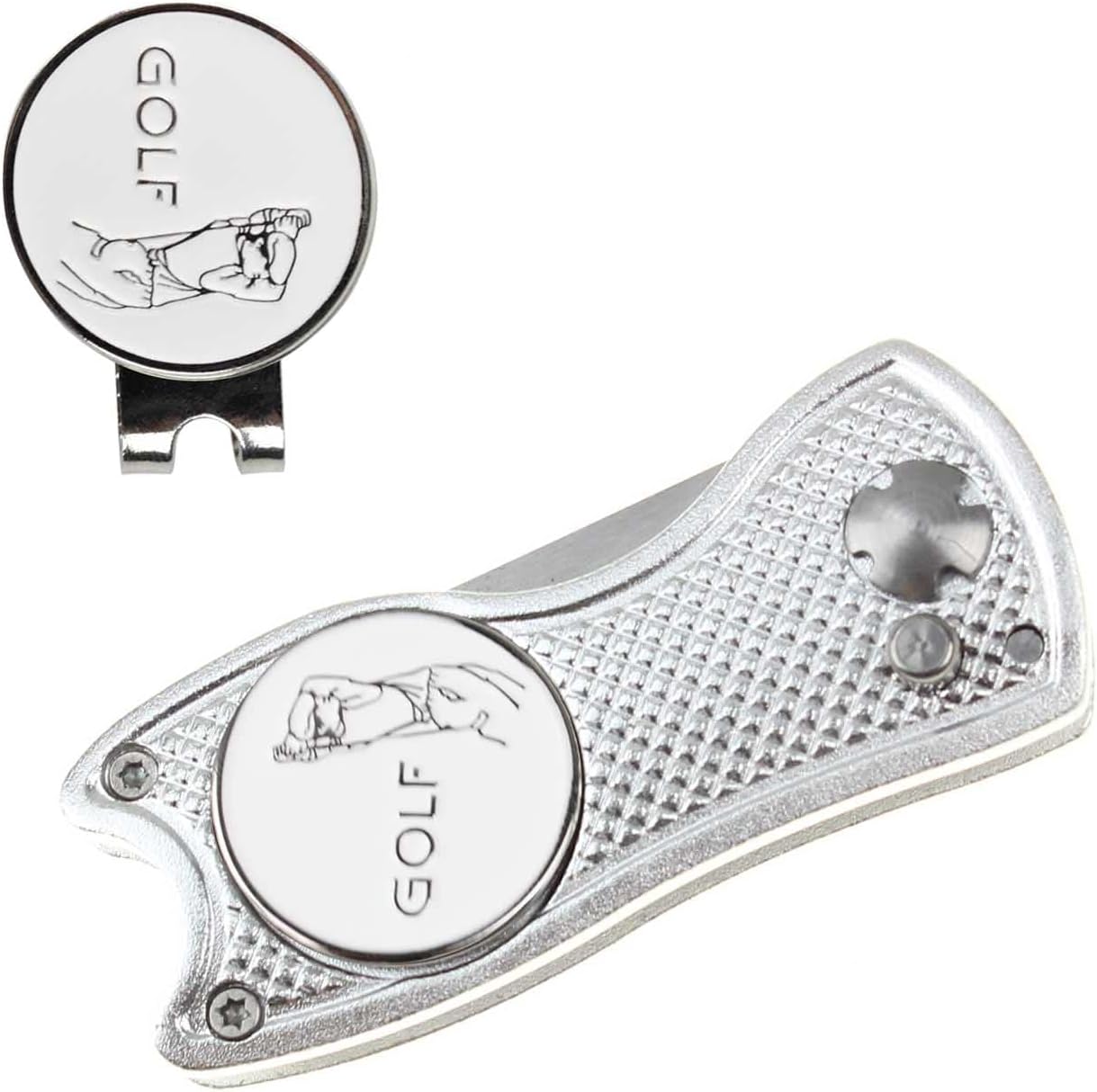 Klapbares Golf-Divot-Tool mit magnetischer Kugelmarkierung