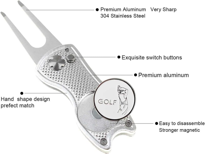 Klapbares Golf-Divot-Tool mit magnetischer Kugelmarkierung