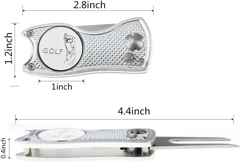 Klapbares Golf-Divot-Tool mit magnetischer Kugelmarkierung