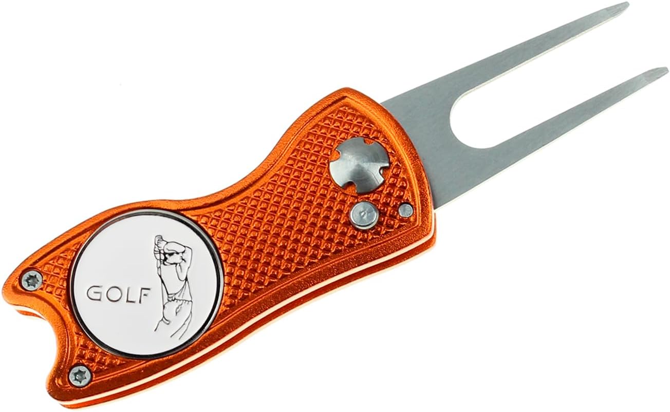 Crestgolf Klappbare Golf-Pitchgabel mit Kugelmarkierung und Magnet
