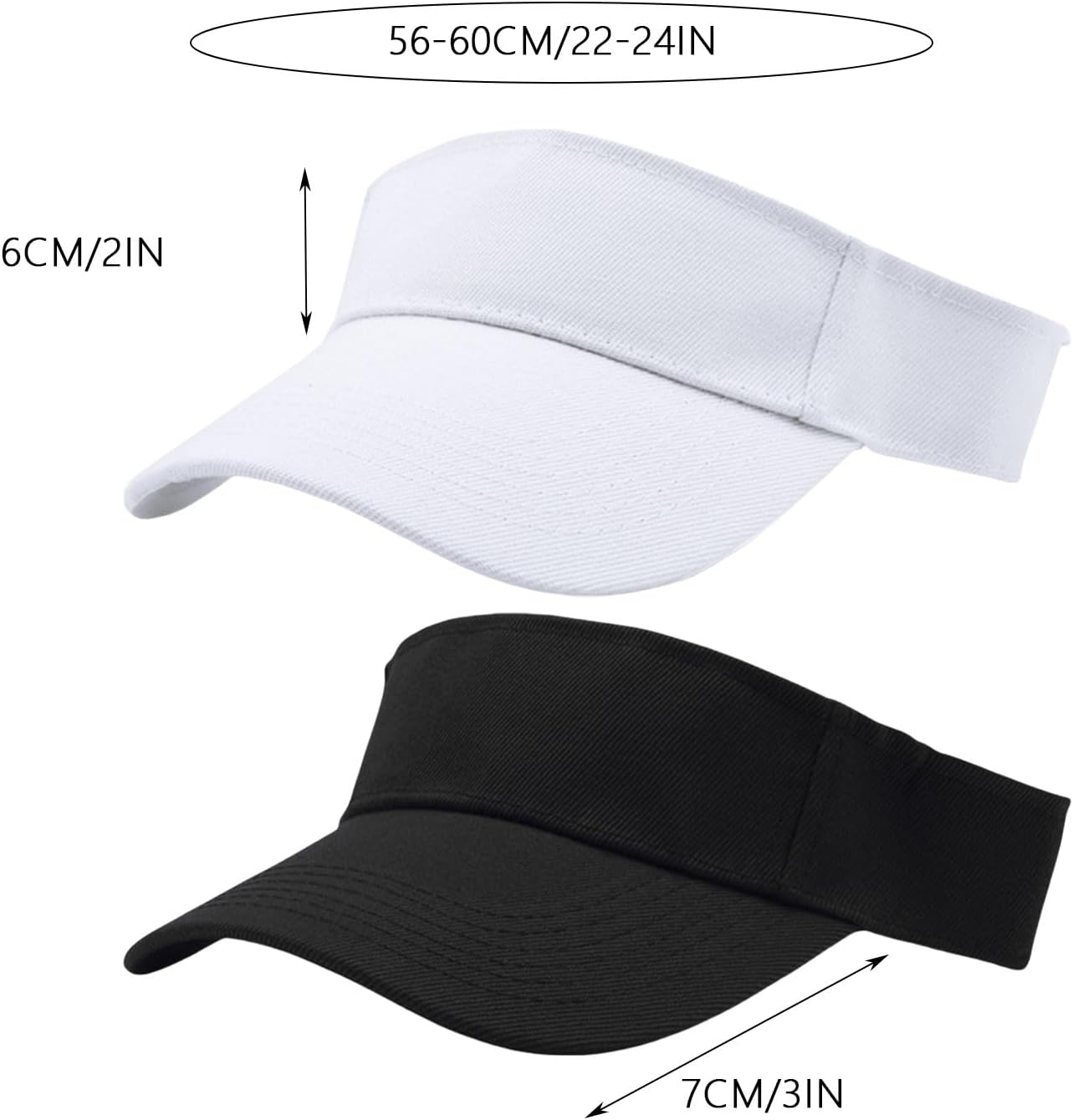 Verstellbare UV-Schutz Visor-Cap für Damen und Herren, 2 Stück