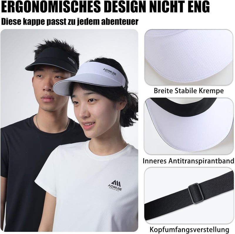 Ultralight Sport-Sonnenvisier mit breitem Schirm und verstellbarem Band