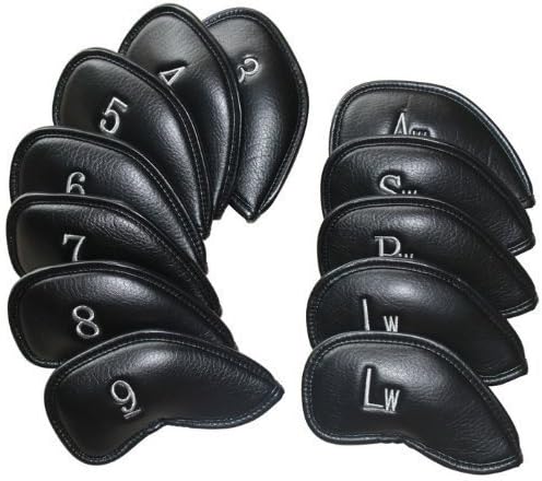 Schwarze Golfschlägerhauben aus dickem Kunstleder, 12 Stück