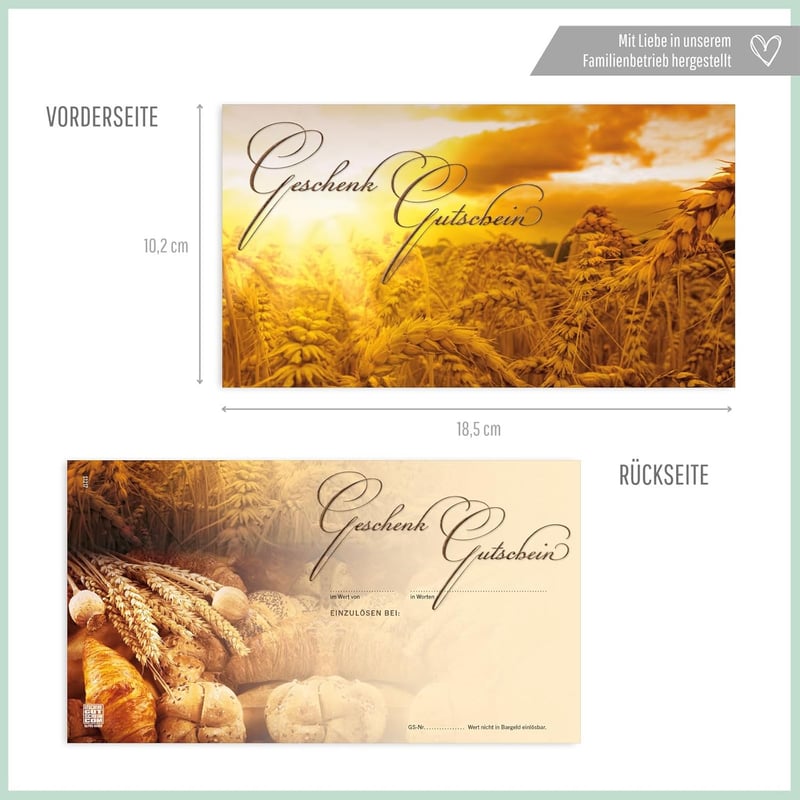 Geschenkgutschein-Set für Bäckereien - 10 blanko Gutscheine zum Ausfüllen