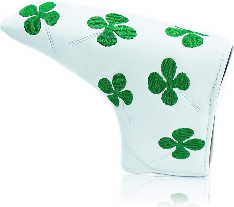 Golf Putterhaube mit Totenkopf & Kleeblatt, wasserdicht bestickt