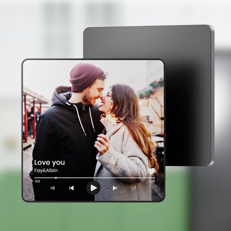 Personalisierter Kühlschrankmagnet mit Musik für Paare – Geschenkidee zum Jahrestag oder Geburtstag