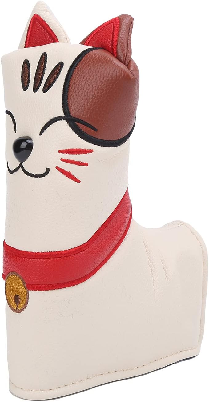 Katzen Glück Golf Putter Headcover aus PU Leder mit Magnetverschluss