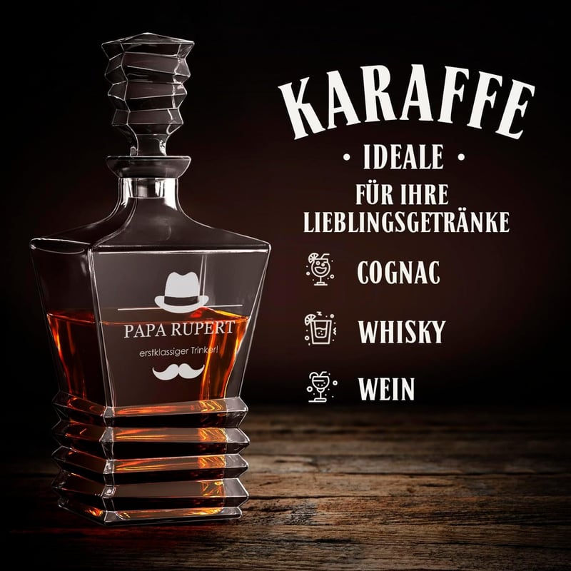 Whisky Dekanter Set aus Kristallglas mit 6 Gläsern für Männer zum Geburtstag