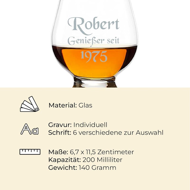 Personalisierte Whisky-Gläser mit Gravur für Whiskey-Tasting