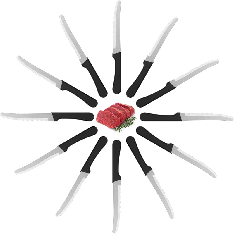 Maxentico Wellenschliff Tafelmesser 12 Stück, rostfrei, 12,5 cm
