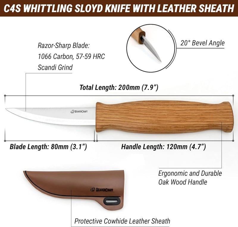 BeaverCraft C4S Sloyd Holzschnitzmesser aus Kohlenstoffstahl