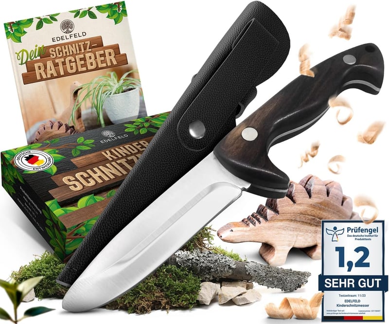 Schnitzmesser für Kinder ab 6 Jahren mit Fingerschutz und Zubehör