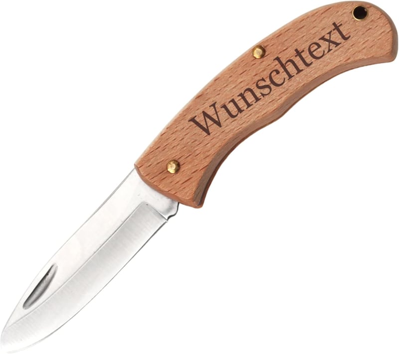 Personalisiertes sicheres Holz-Klappmesser für Kinder mit Namensgravur