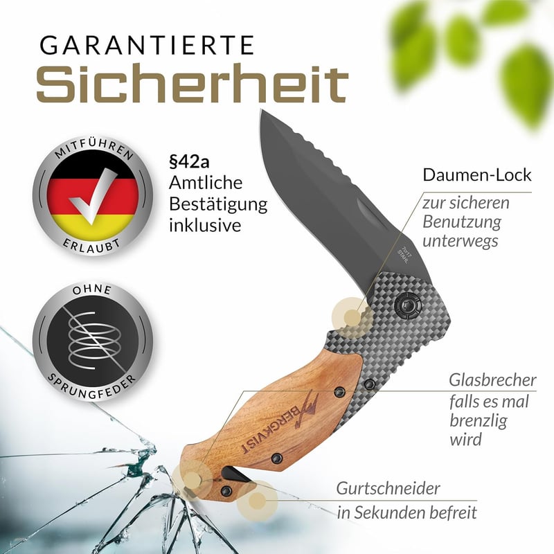BERGKVIST® K20 3-in-1 Klappmesser mit Holzgriff und Titanium