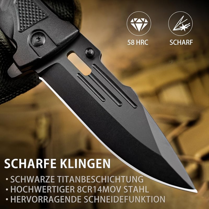 NedFoss DA75 Klappmesser mit Gurtschneider & Glasbrecher für Outdoor-Notfälle