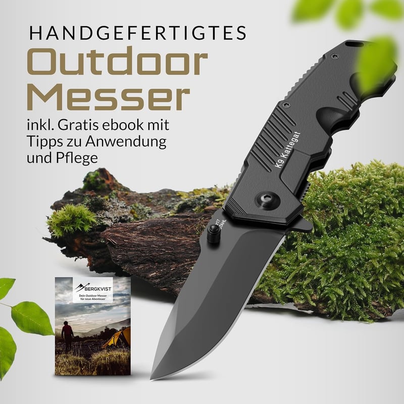 Bergkvist® K9 Klappmesser – scharfes Outdoor-Messer mit Edelstahlklinge