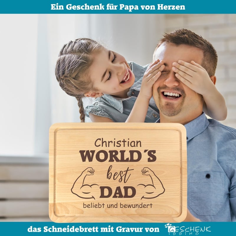 Personalisierte Holzschneidebrettchen mit Gravur für Väter – 30x20 cm