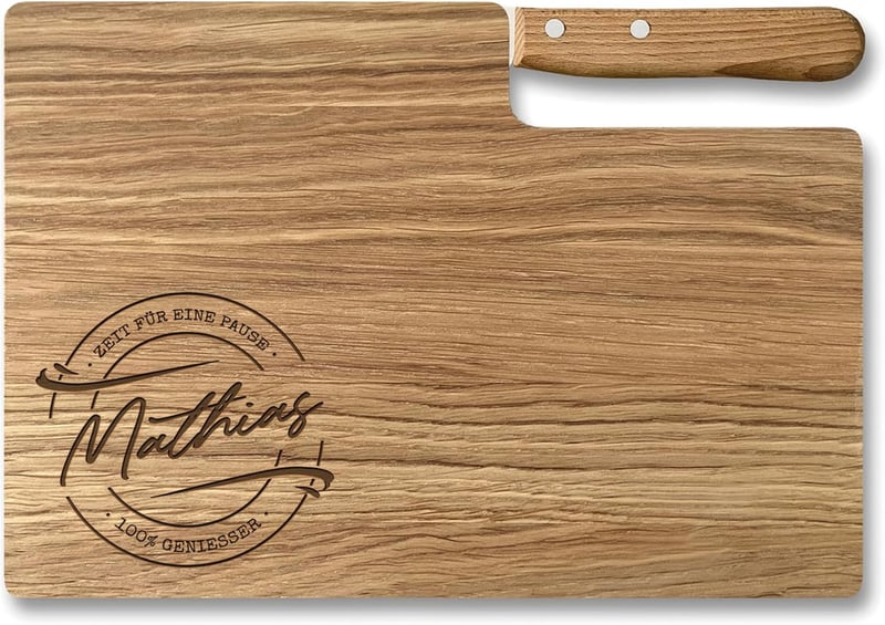 Personalisiertes Eichen-Holz Frühstücksbrettchen mit Gravur – Geschenk für Paare