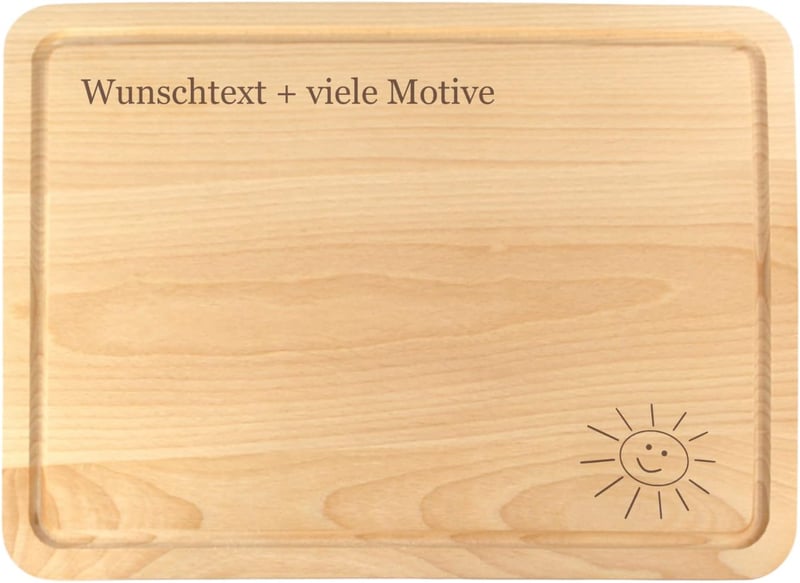 Personalisierte Holz-Schneidebretter mit Saftrille und Gravur
