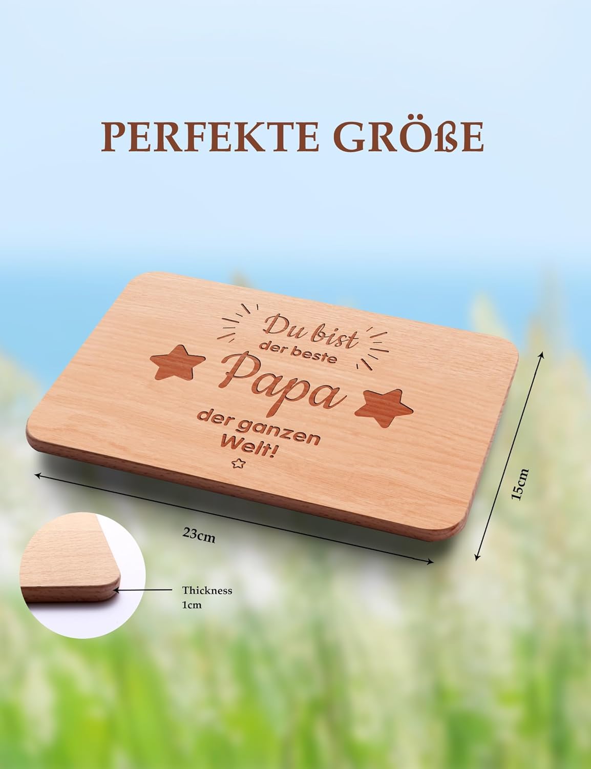 Graviertes Frühstücksbrett aus Buchenholz für den besten Papa