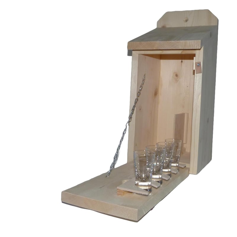 Vogelhaus-Schnapsbar aus Holz mit Vogelmotiv – perfektes Garten-Geschenk