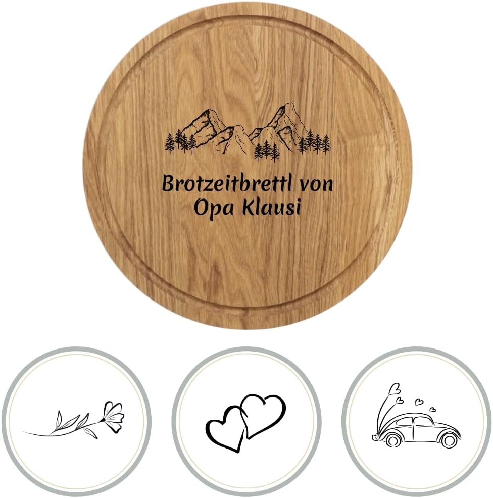 Personalisierbares Eichen-Schneidebrett mit Gravur für Paare, 30 cm