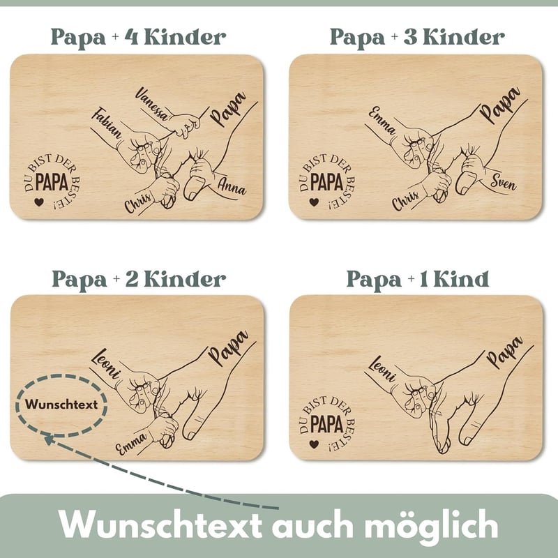 Personalisierte Holz-Frühstücksbrettchen mit Gravur für Papa