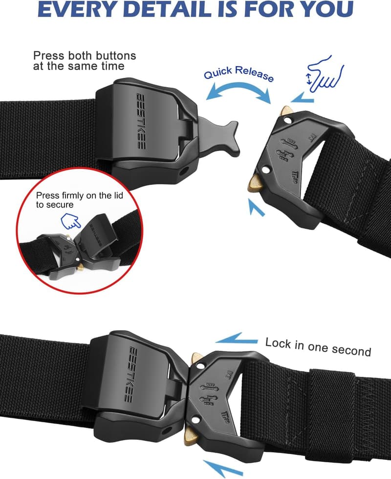 Taktischer Militärgürtel 3,8 cm aus Nylon mit Schnellverschluss und Molle-Beutel