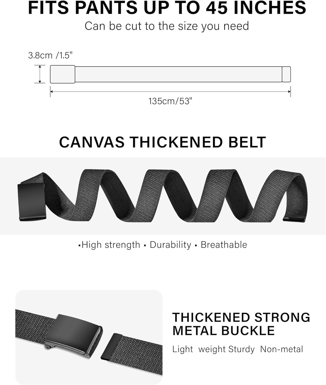 Stufenlos verstellbarer Herren-Canvas-Gürtel für Outdoor und Beruf