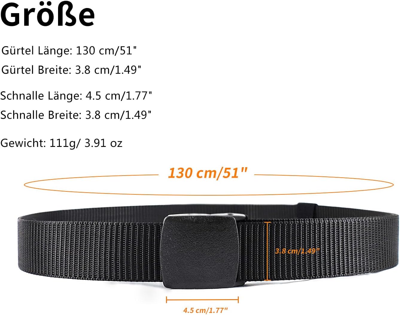 Einstellbarer Nylon Canvas Gürtel für Herren und Damen