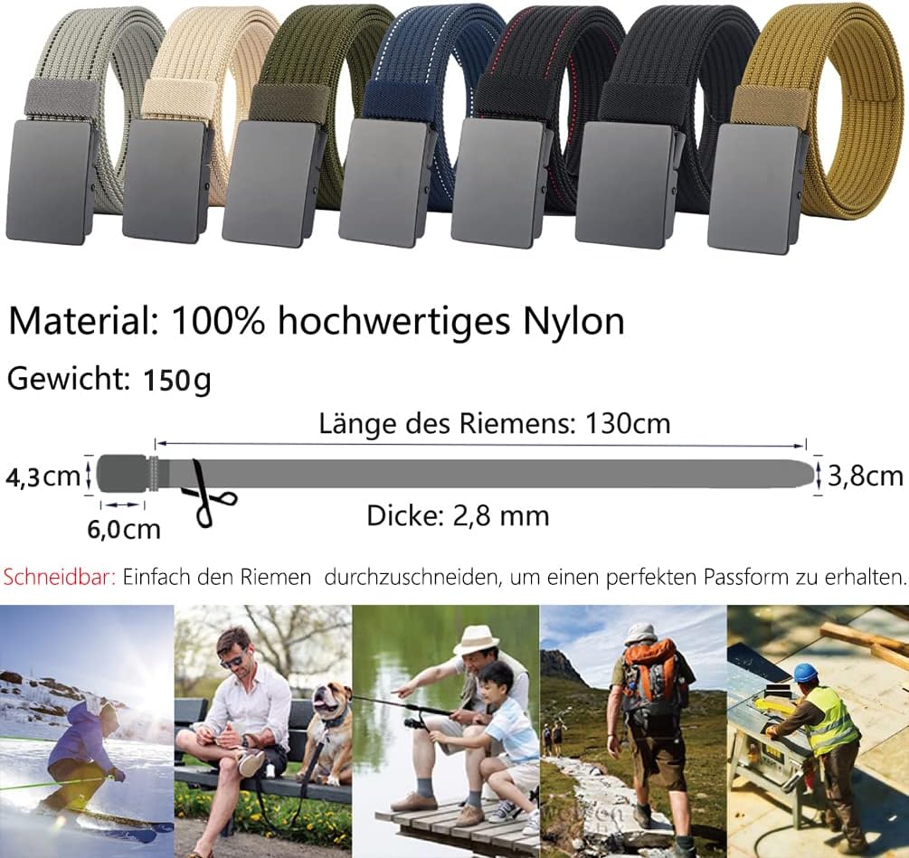Verstellbarer Militärgürtel für Herren mit Metallschnalle 130 cm