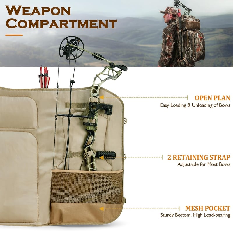 Camouflage Bogenjagd Rucksack für Männer und Frauen mit Bogenhalter