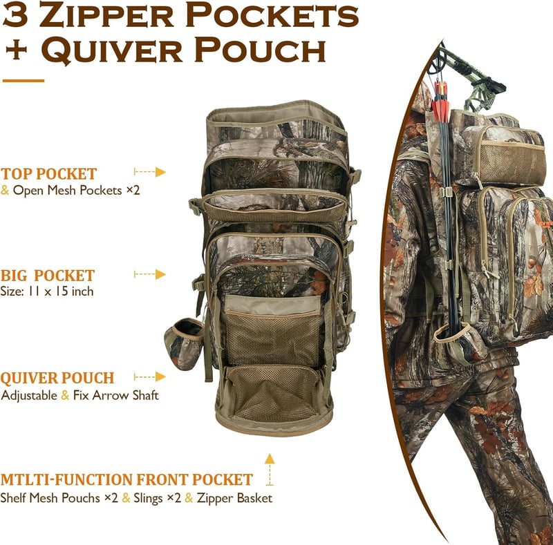 Camouflage Bogenjagd Rucksack für Männer und Frauen mit Bogenhalter
