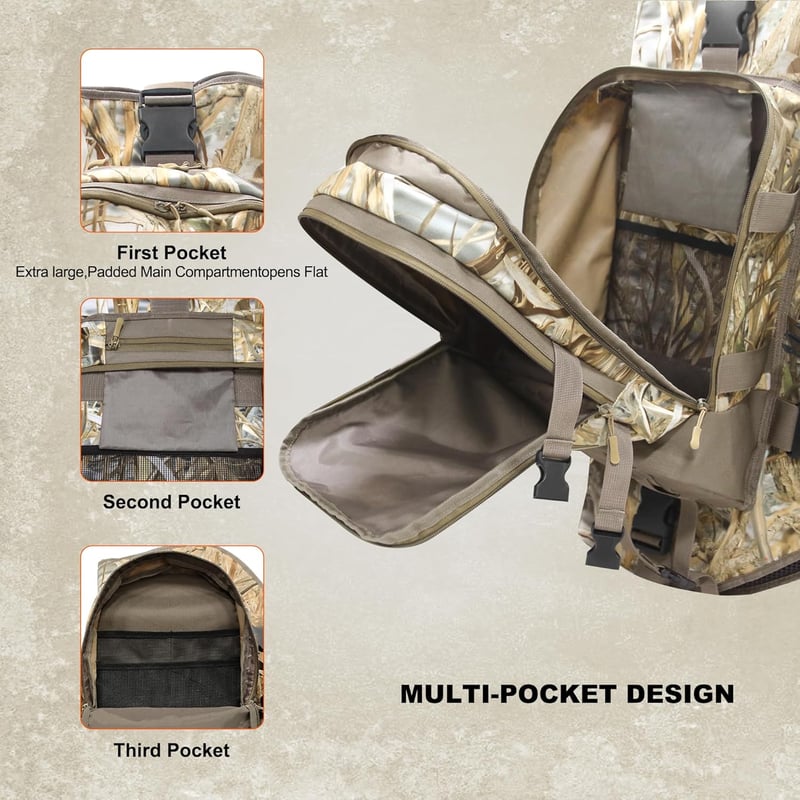 MYDAYS OUTDOOR Camouflage Jagd-Rucksack mit Schleife für Jagdzubehör
