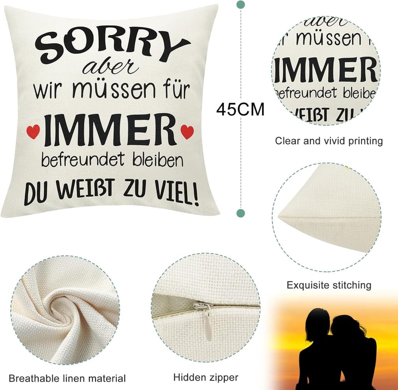 Kissenbezug 45x45 cm für beste Freundin – Freundschaftsgeschenk