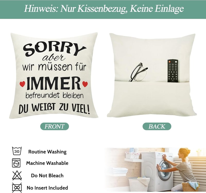 Kissenbezug 45x45 cm für beste Freundin – Freundschaftsgeschenk
