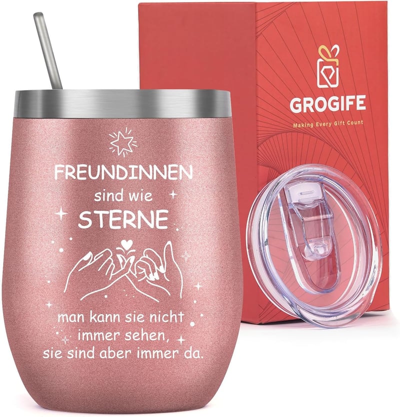 Freundschaftsgeschenk: Edelstahl Kaffeebecher für beste Freundin, 350ml