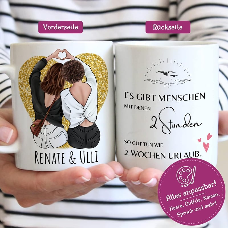 Personalisierte Tasse für beste Freundinnen mit Spruch