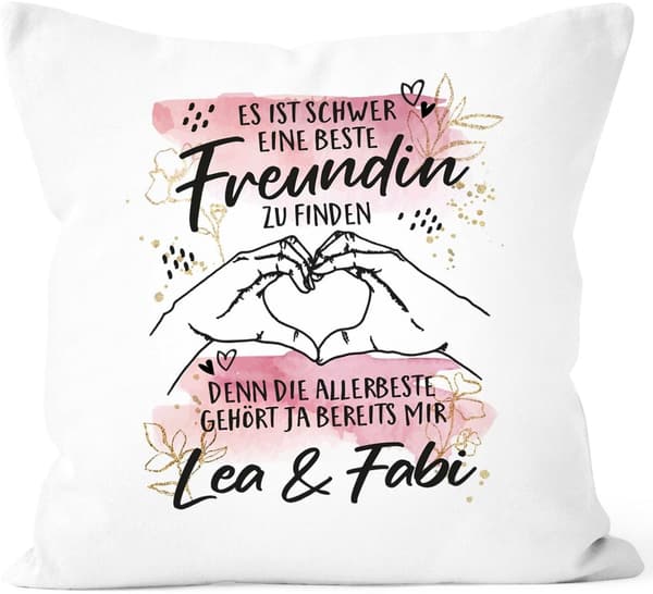 Personalisierter Kissenbezug für beste Freunde in Weiß