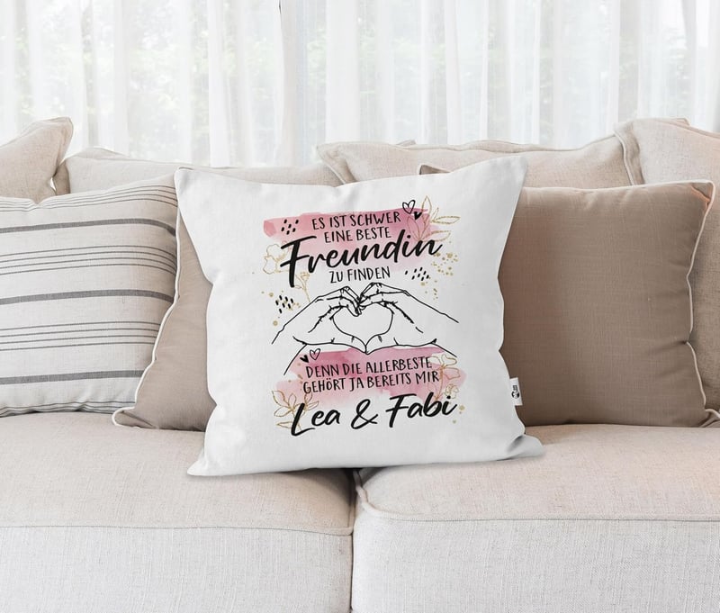 Personalisierter Kissenbezug für beste Freunde in Weiß