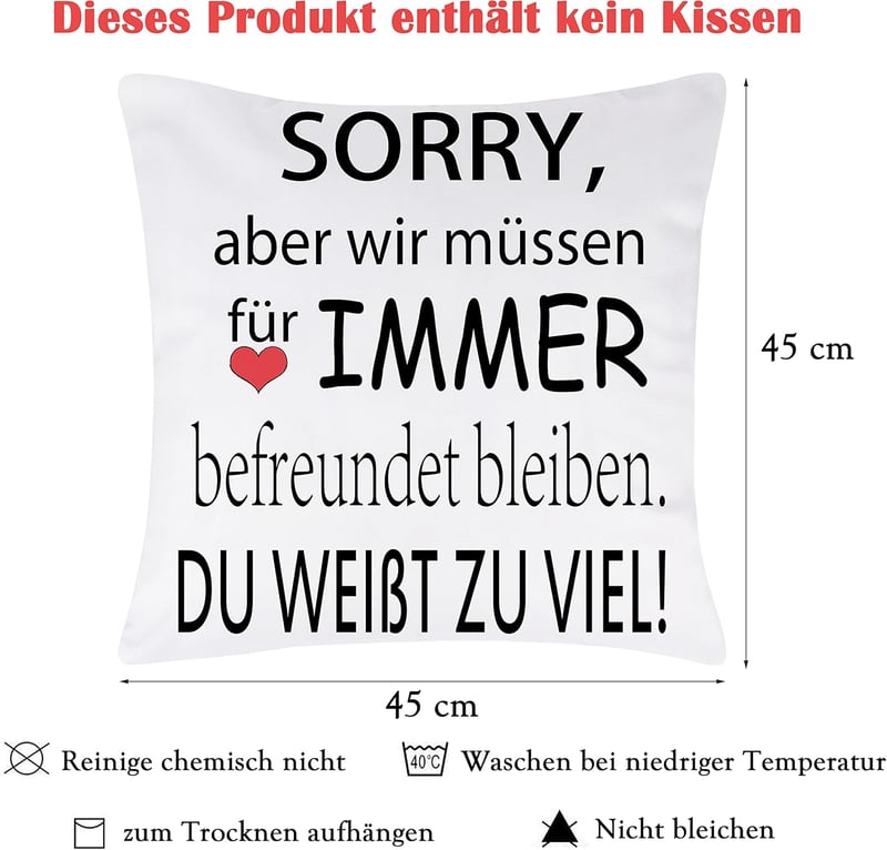 Kissenbezug 45x45cm – Geburtstagsgeschenk für Freundin