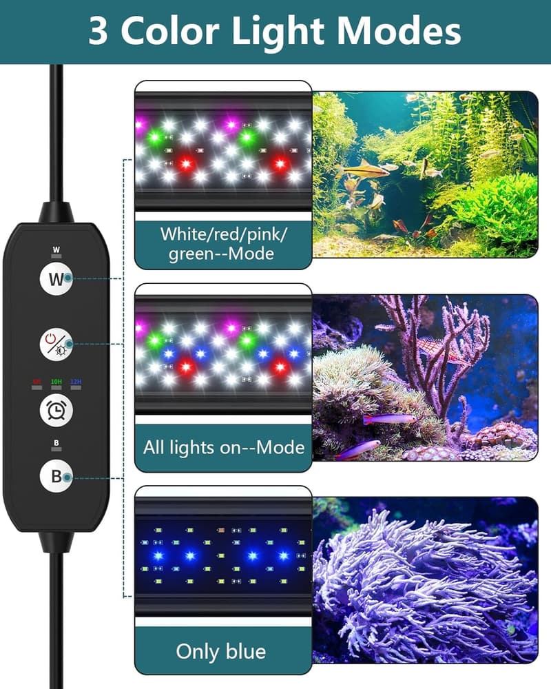 LED Aquarium Beleuchtung mit Timer und Dimmfunktion für 118-137 cm