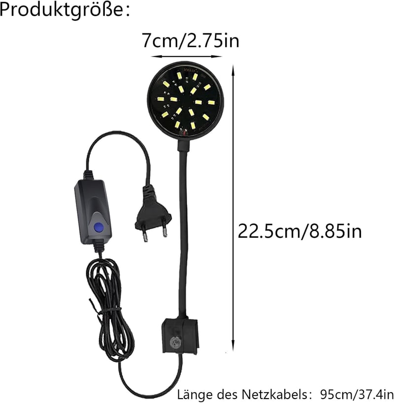 Mini LED Aquariumbeleuchtung 7W mit Clip für 10-30cm Tanks, 2 Stück