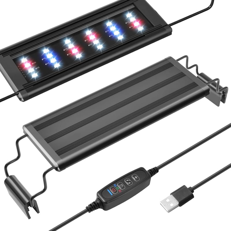 USB Mini Aquarium LED Licht mit Vollspektrum und verstellbaren Halterungen für Süßwassertank